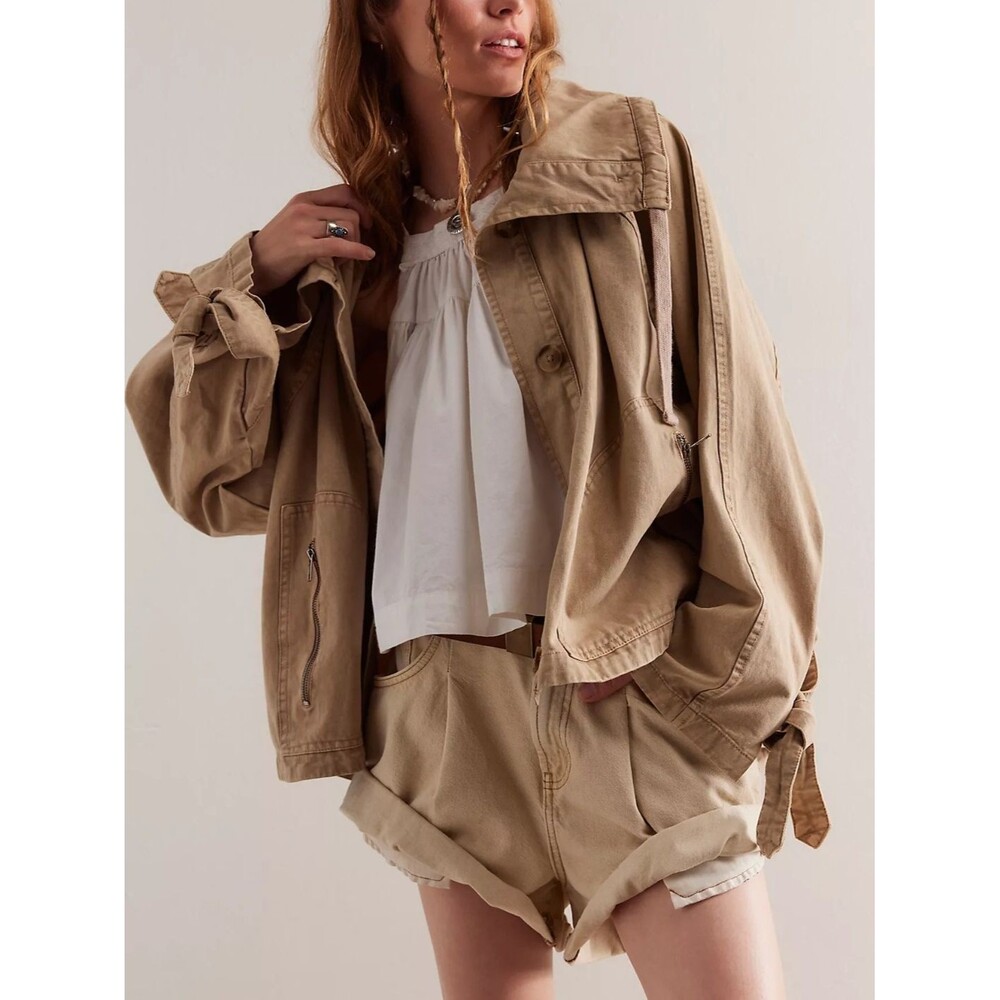 Free People We The Free Madeline Jacket Top Button-down Solid Cotton M 288222